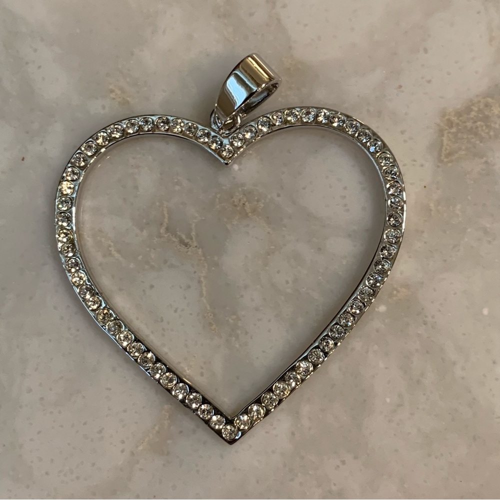 Sparkling Silver Heart Pendant with Crystal Accents